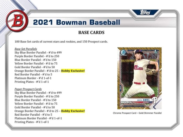 2021 Bowman Baseball Hobby Box MLB - Image 4