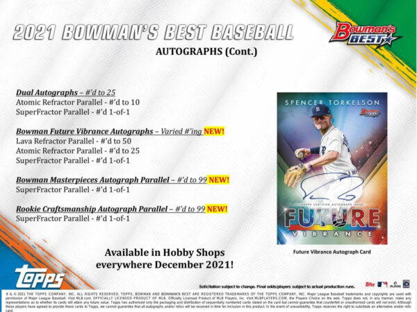 2021 Bowman's Best Baseball Hobby Box MLB - Image 2