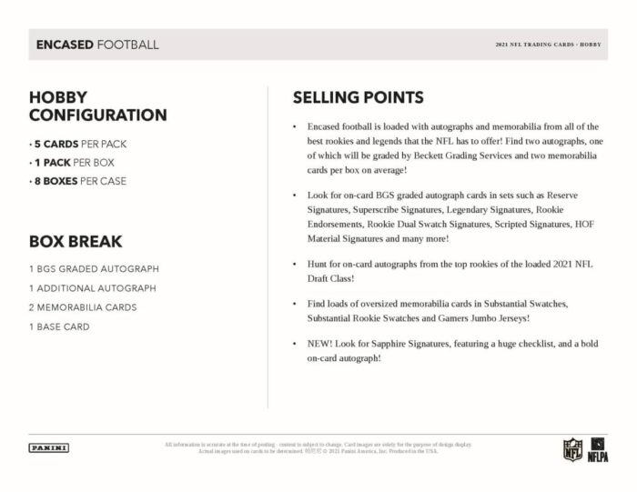 2021 Panini Encased Football Hobby Box NFL - Image 3