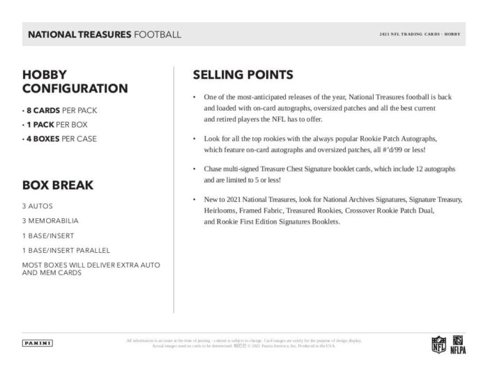 2021 Panini National Treasures Football Hobby Box NFL - Image 3