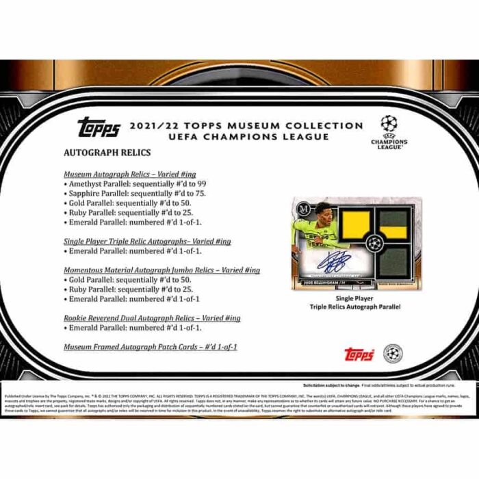 2021/22 Topps UEFA Champions League Museum Collection Soccer Hobby Box - Image 2