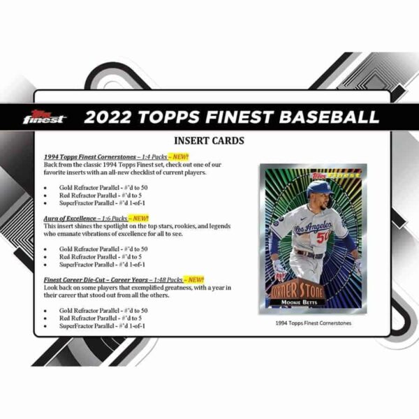 2022 Topps Finest Baseball MLB Hobby Box - Image 3
