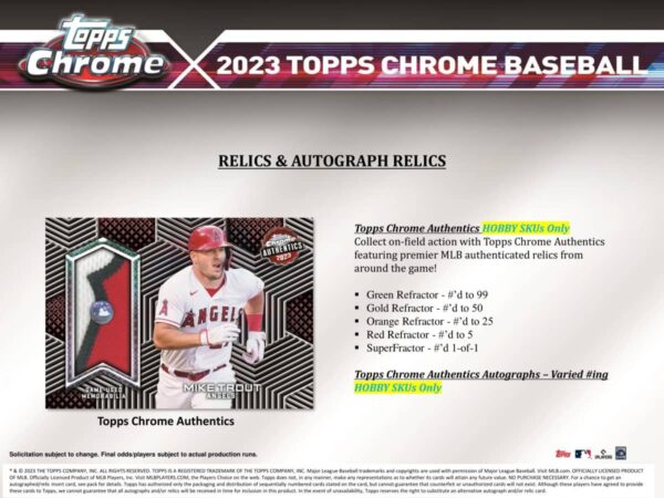 2023 Topps Chrome Baseball MLB Hobby Box - Image 3