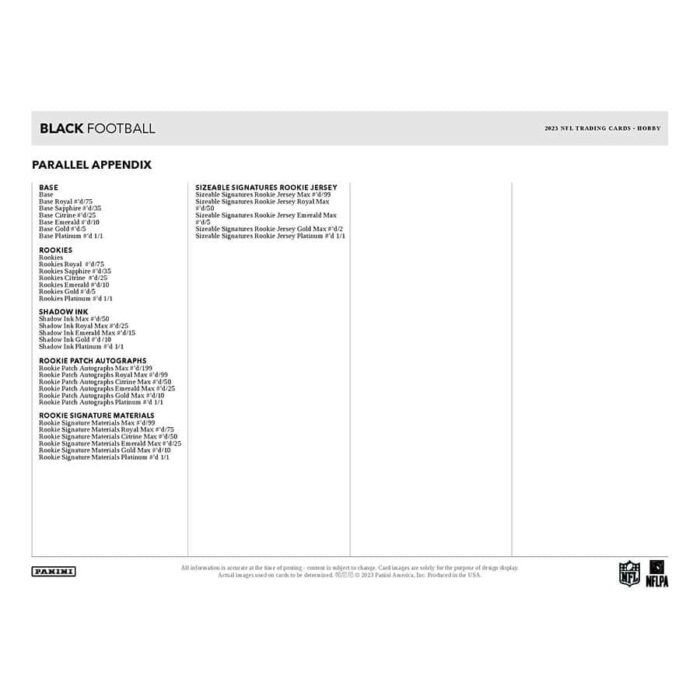 2023 Panini Black Football NFL Hobby Box - Image 2