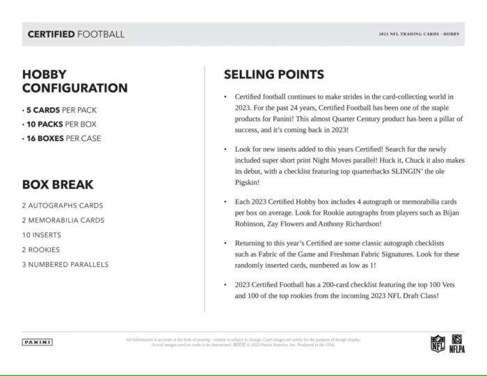 2023 Panini Certified NFL Football Hobby Box - Image 3