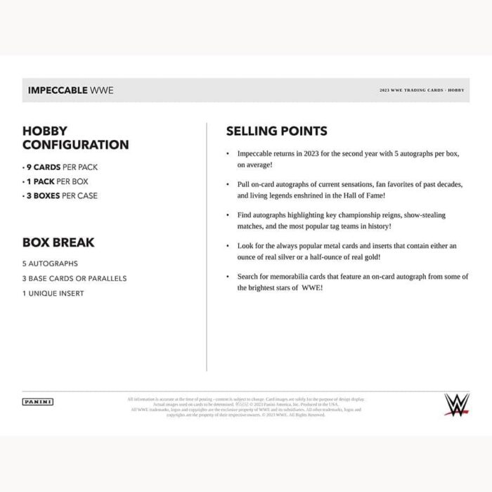 2023 Panini Impeccable WWE Wrestling Hobby Box - Image 2