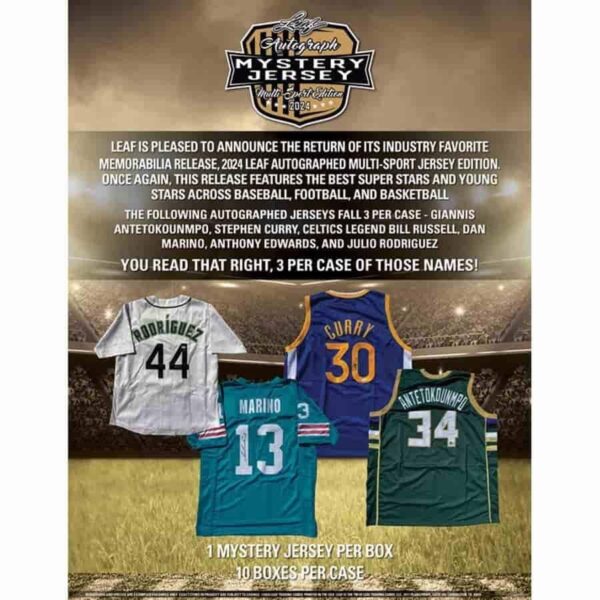 2024 Leaf Mystery Autographed Jersey Multi-Sport Edition Hobby Box - Image 2