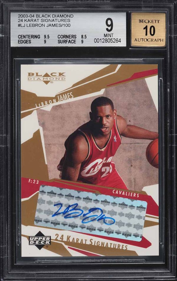 2003 Black Diamond 24 Karat Signatures LeBron James ROOKIE RC AUTO /100 BGS 9 MT