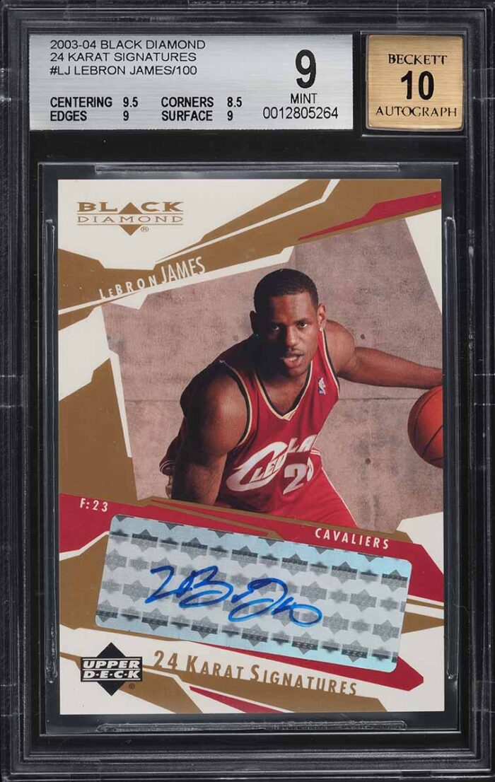2003 Black Diamond 24 Karat Signatures LeBron James ROOKIE RC AUTO /100 BGS 9 MT - Image 1