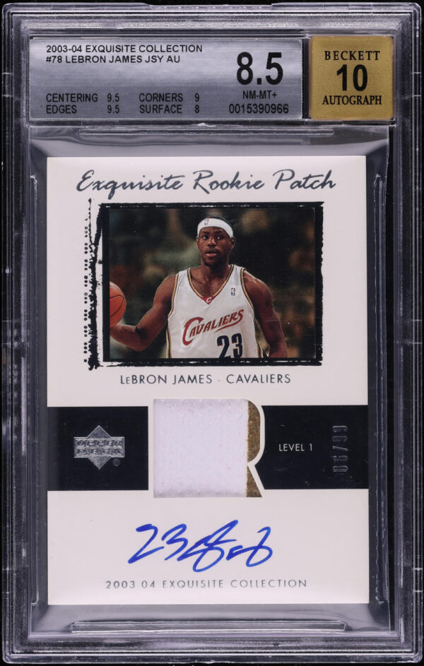 2003 Exquisite Collection LeBron James ROOKIE PATCH AUTO /99 #78 BGS 8.5 NM-MT+