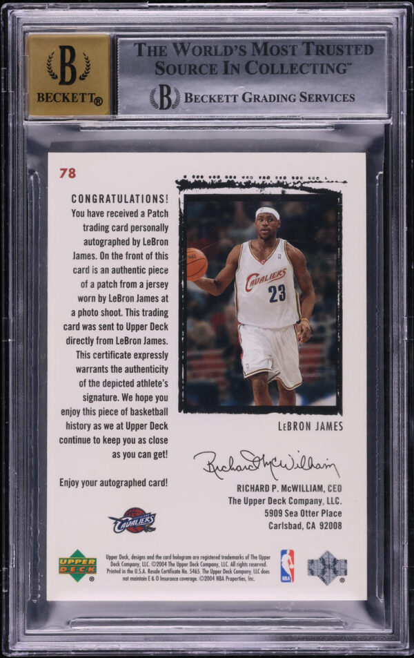 2003 Exquisite Collection LeBron James ROOKIE PATCH AUTO /99 #78 BGS 8.5 NM-MT+ - Image 2