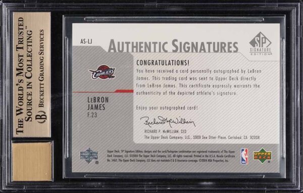 2003 SP Signature Edition LeBron James ROOKIE AUTO #AS-LJ BGS 9.5 GEM MINT - Image 2