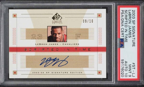 2003 SP Signature Scripted In Time LeBron James RC AUTO DNA 10 /10 #ST-LJ PSA 9