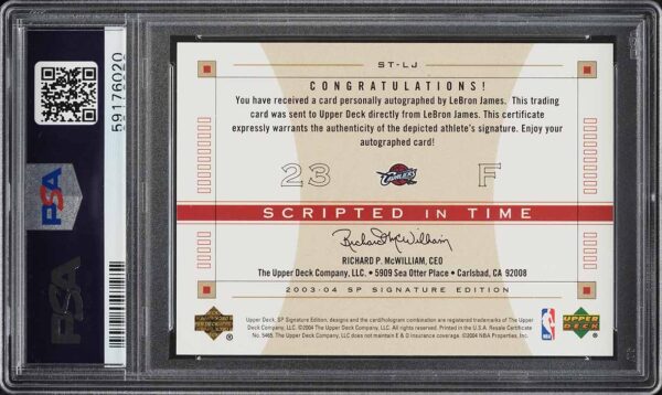 2003 SP Signature Scripted In Time LeBron James RC AUTO DNA 10 /10 #ST-LJ PSA 9 - Image 2