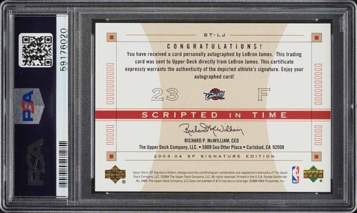 2003 SP Signature Scripted In Time LeBron James RC AUTO DNA 10 /10 #ST-LJ PSA 9 - Image 2