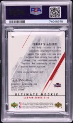 2003 Ultimate Collection LeBron James ROOKIE AUTO /250 #127 PSA 10 GEM MINT - Image 2