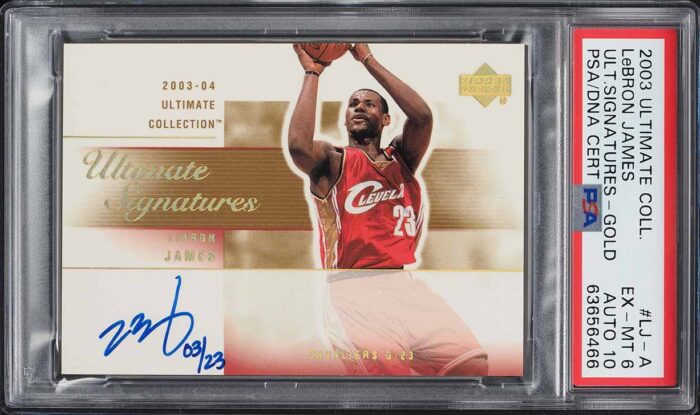 2003 Ultimate Collection Signatures Gold LeBron James RC AUTO DNA 10 /23 PSA 6 - Image 1