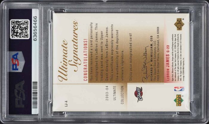 2003 Ultimate Collection Signatures Gold LeBron James RC AUTO DNA 10 /23 PSA 6 - Image 2