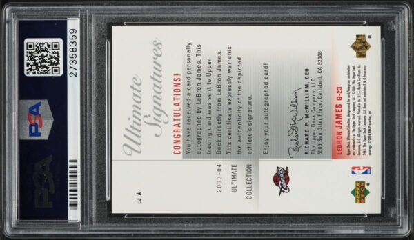 2003 Ultimate Collection Signatures LeBron James ROOKIE AUTO #LJ-A PSA 10 GEM - Image 2