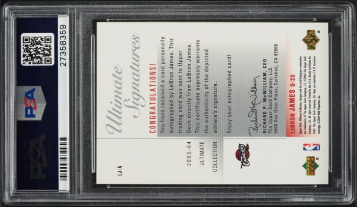 2003 Ultimate Collection Signatures LeBron James ROOKIE AUTO #LJ-A PSA 10 GEM - Image 2