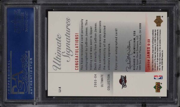 2003 Ultimate Collection Signatures LeBron James ROOKIE RC AUTO PSA 10 GEM MINT - Image 2