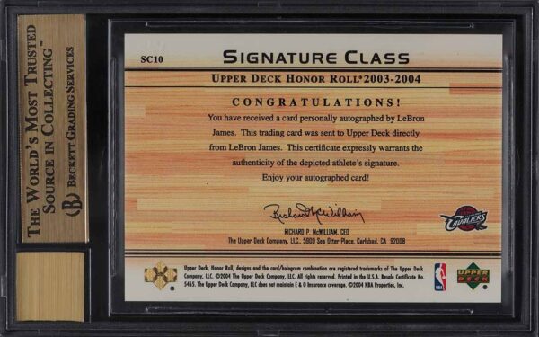 2003 Upper Deck Honor Roll Signature LeBron James ROOKIE RC AUTO #SC10 BGS 9.5 - Image 2