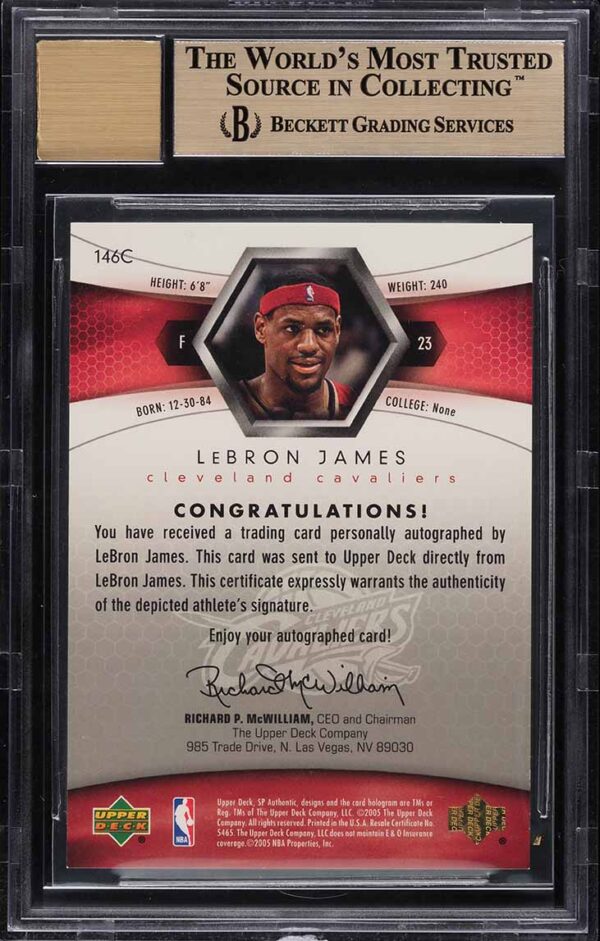 2004 SP Authentic LeBron James AUTO /10 #146C BGS 9.5 GEM MINT - Image 2