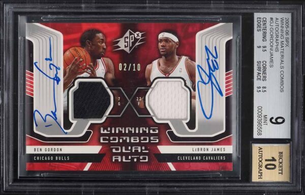 2005 SPx Winning Materials Combos Ben Gordon LeBron James PATCH AUTO /10 BGS 9