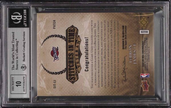 2007 Upper Deck Chronology Stitches In Time LeBron James PATCH AUTO /35 BGS 8.5 - Image 2