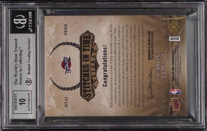 2007 Upper Deck Chronology Stitches In Time LeBron James PATCH AUTO /35 BGS 8.5 - Image 2