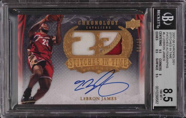 2007 Upper Deck Chronology Stitches In Time LeBron James PATCH AUTO /35 BGS 8.5