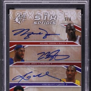 2008 SPx Six Scripts Michael Jordan LeBron James Kobe Bryant AUTO /6 PSA 8 NM-MT