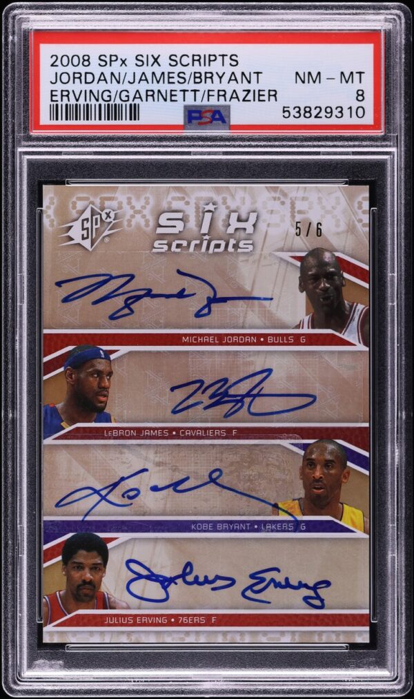 2008 SPx Six Scripts Michael Jordan LeBron James Kobe Bryant AUTO /6 PSA 8 NM-MT
