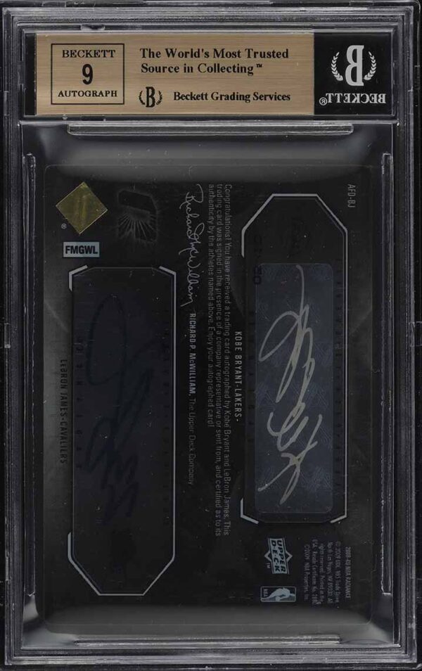 2008 UD Radiance Focus Dual Kobe Bryant Lebron James AUTO #AFD-BJ BGS 9.5 GEM - Image 2
