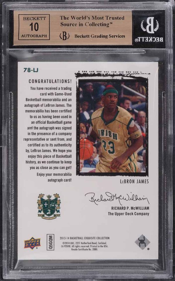 2013 Exquisite Collection '03 Tribute LeBron James PATCH AUTO /25 #78LJ BGS 9.5 - Image 2