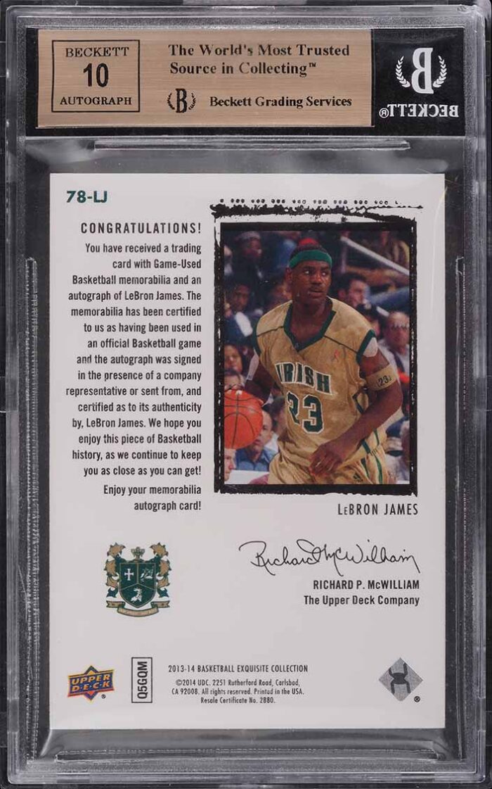 2013 Exquisite Collection '03 Tribute LeBron James PATCH AUTO /25 #78LJ BGS 9.5 - Image 2