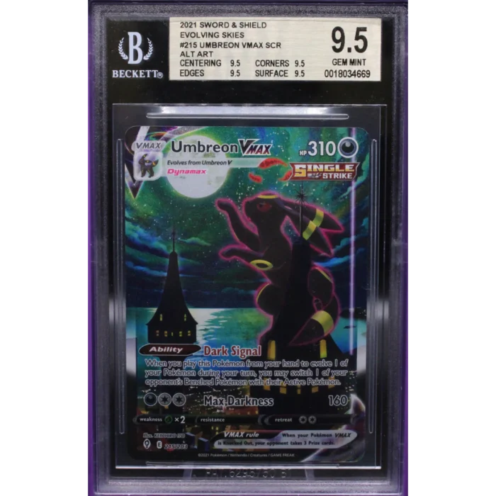 Umbreon VMAX 215/203 Evolving Skies - 2021 Pokemon - Beckett 9.5 - Image 1