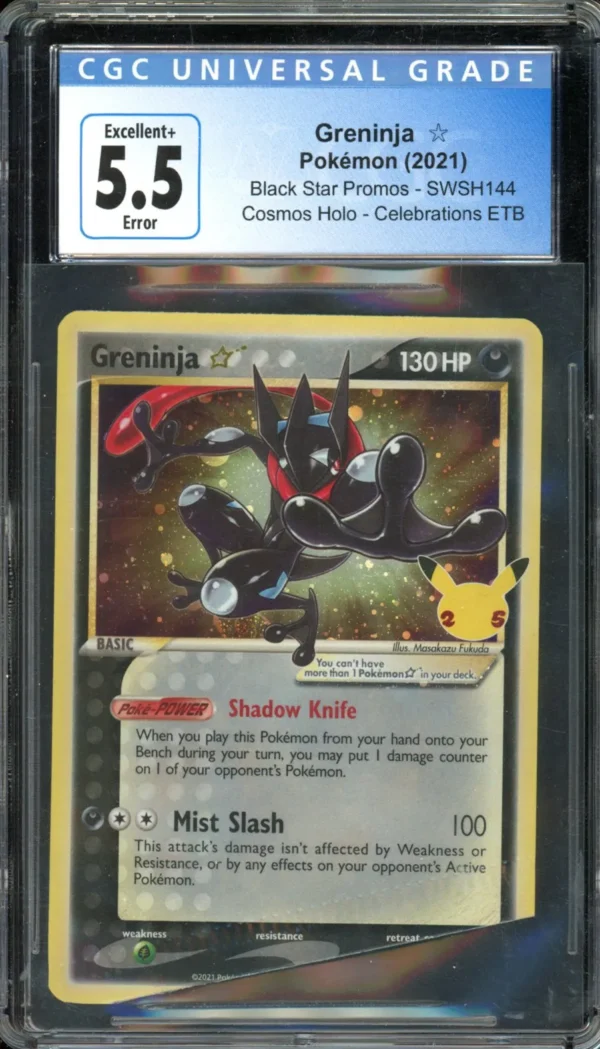 Pokémon Gold Star Greninja CGC 5.5 Error Miscut