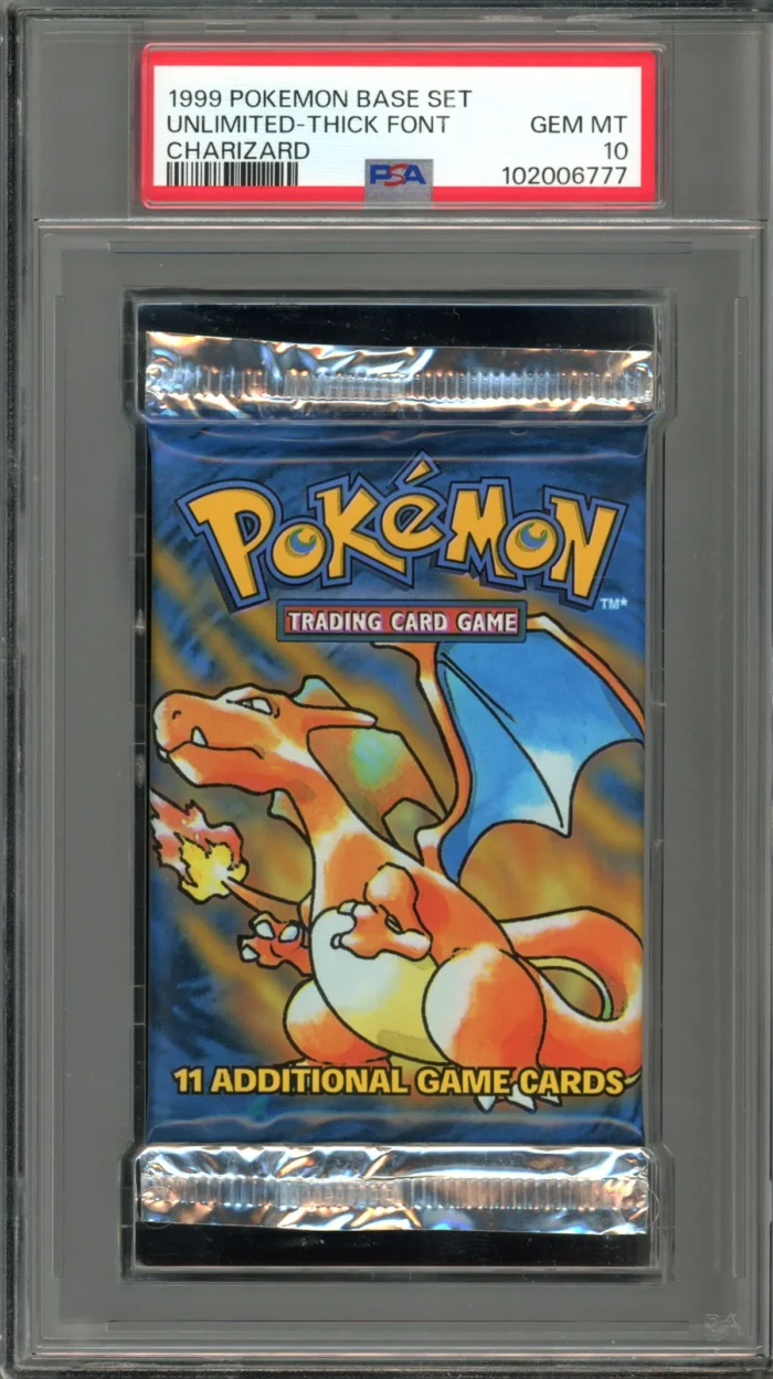 Pokemon Unlimited Base Set Pack Thick Font Charizard Art PSA 10 - Image 1