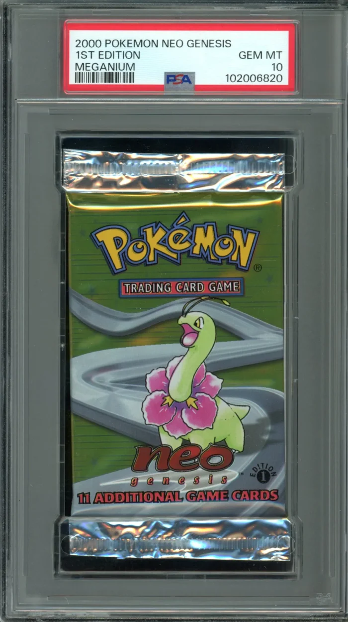 Pokemon 1st Edition Neo Genesis Pack Meganium Art PSA 10 - Image 1