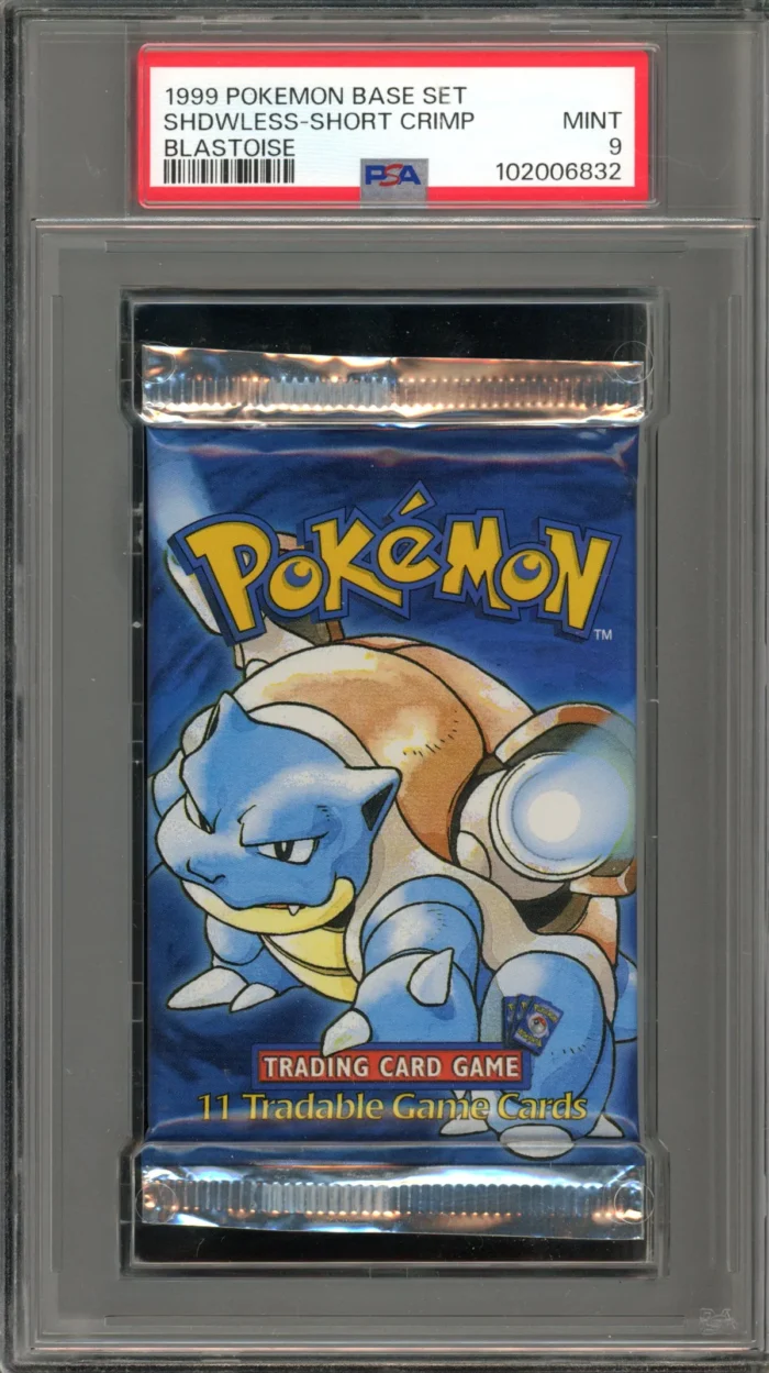 Pokemon Shadowless Base Set Pack Short Crimp Blastoise Art PSA 9 - Image 1