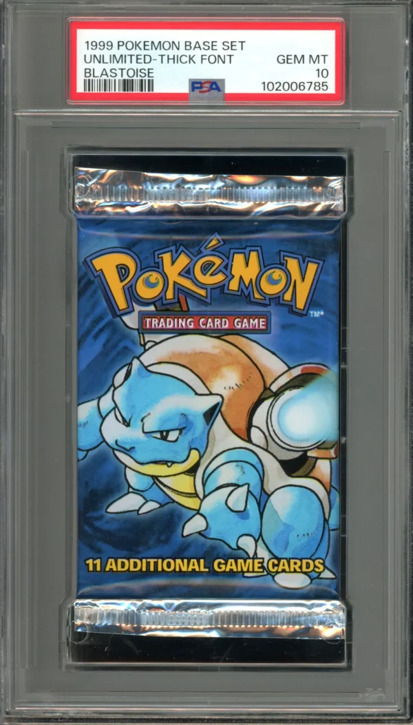 Pokemon Unlimited Base Set Pack Thick Font Blastoise Art PSA 10