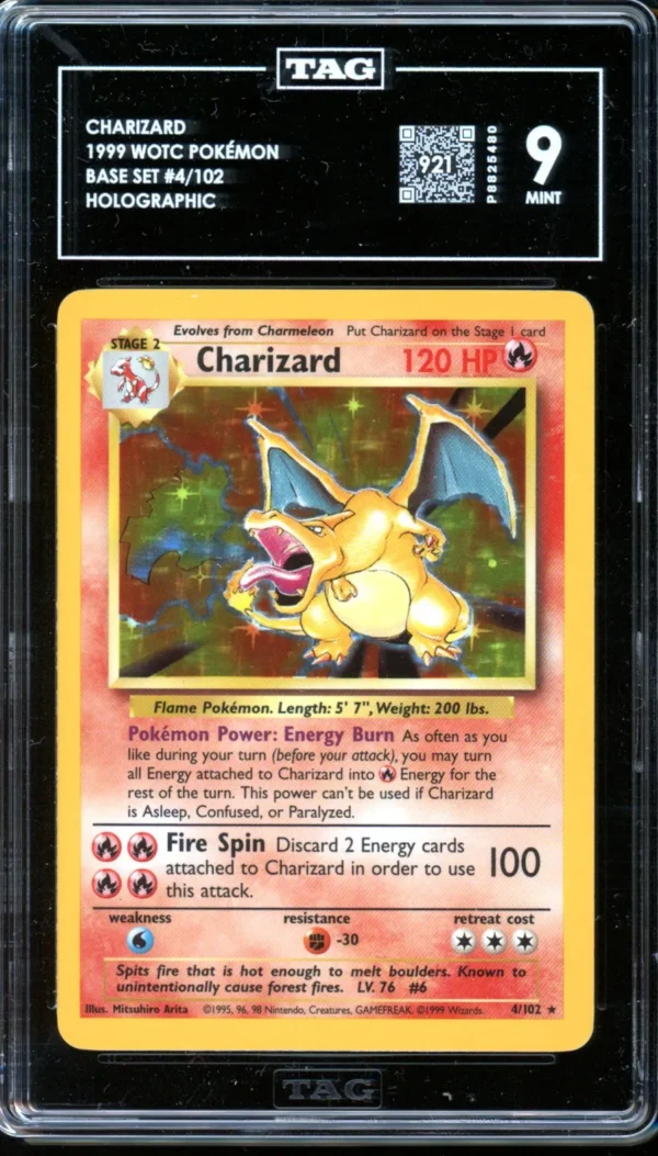 Pokémon Unlimited Base Set Charizard TAG 9 (921)