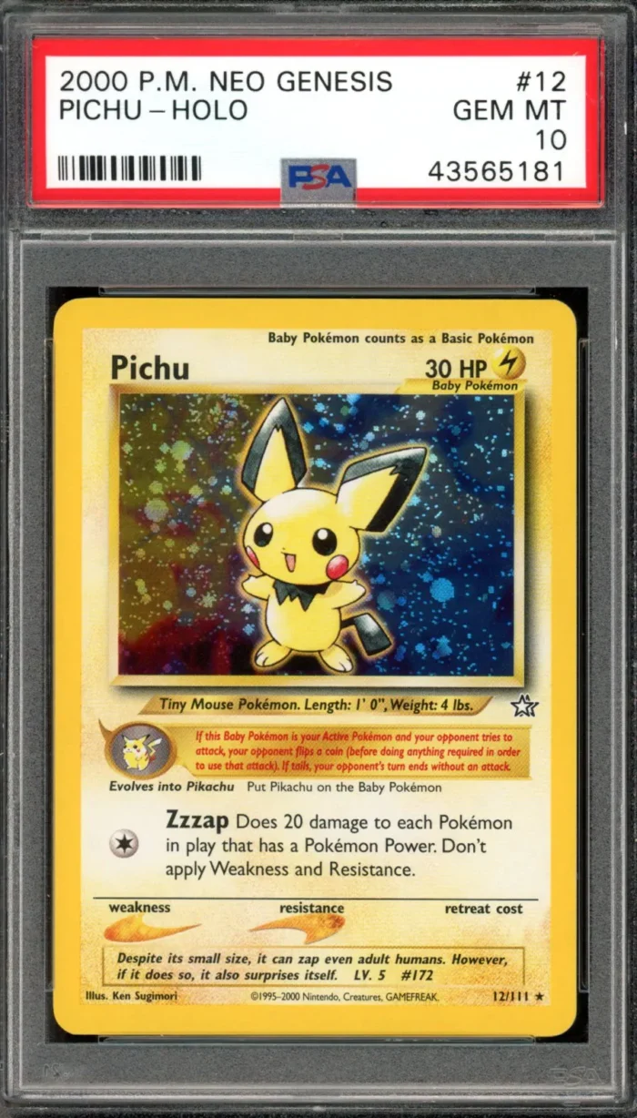 Pokémon Unlimited Neo Genesis Pichu PSA 10 - Image 1