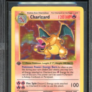 Pokemon 1st Edition Base Set Charizard Thick Stamp BGS 9