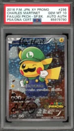 Pokémon Luigi Poncho Pikachu PSA 10 Auto Authentic Charles Martinet “Voice of Mario”
