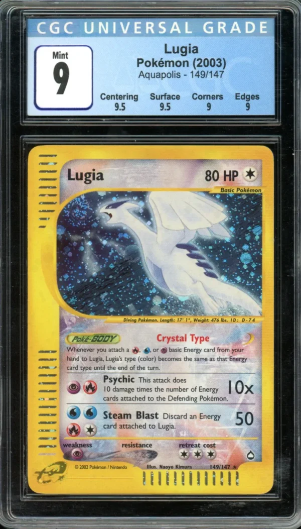Pokémon Crystal Lugia CGC 9 Old Label with Mouth Swirl