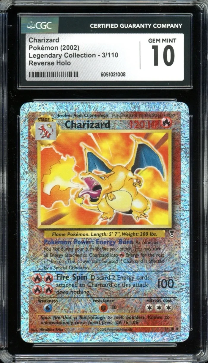 Pokémon Legendary Collection Charizard Reverse Holo CGC 10 - Image 1