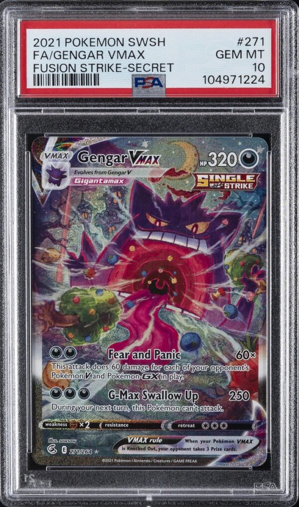 2021 Pokemon Sword & Shield Fusion Strike #271 FA/Gengar VMAX Fusion Strike-Secret PSA 9